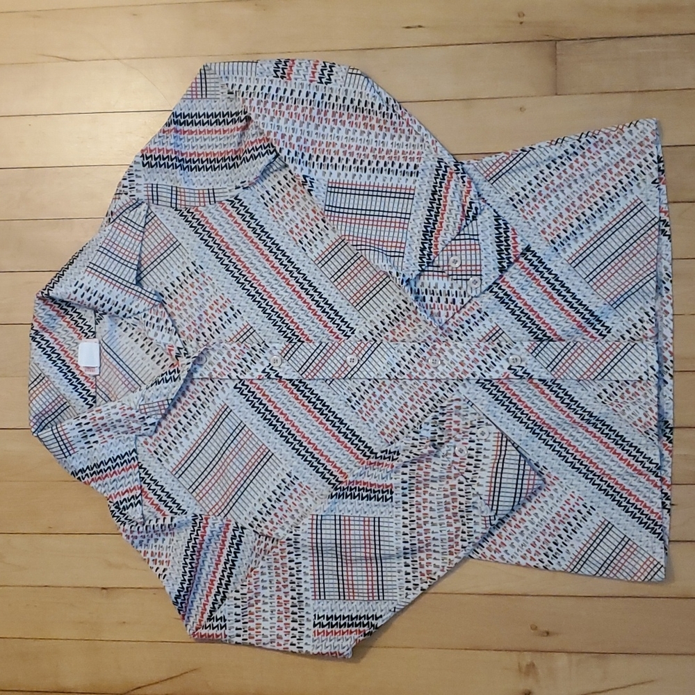 Vintage 70's multi colored,  button up blouse